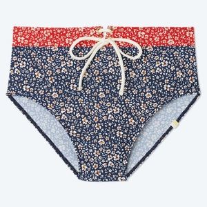 Summersalt Lace-Up High Leg High Rise Bottom - In Bloom in Deep Sea & Lava (4)